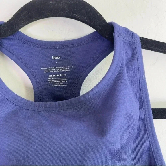 Knix High Neck Seamless Bra True Blue Cropped Stretch Athleisure Size Large - Picture 3 of 6